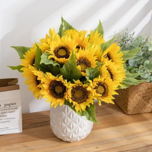 MW22100 ხელოვნური მზესუმზირა ღეროებით ხელოვნური აბრეშუმის ყვავილები ბავშვის შხაპისთვის სახლის საქორწილო მეურნეობა ყავის ცენტრი მაგიდის დეკორი