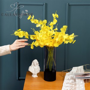 MW32101 מכירה חמה פרח מלאכותי רוקד סחלב 50 ס"מ צהוב חתונה קישוט שולחן בית פרח קישוט קיר