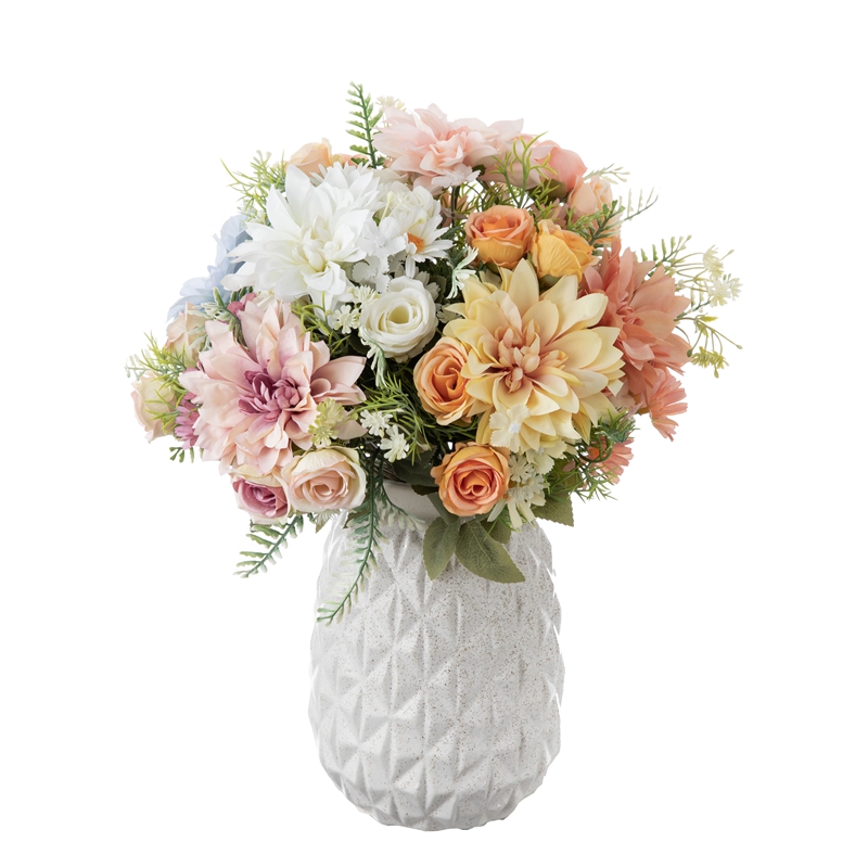 MW66793 Bouquet di dalia di fiori artificiali in seta a basso MOQ economico per centrotavola per matrimoni a casa, decorazioni per la tavola