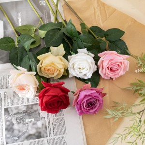 MW60004 konkurencyjna cena 53cm pojedyncza łodyga ręcznie wykonana tkanina nawilżająca prawdziwy dotyk róża na ślubny prezent do dekoracji domu