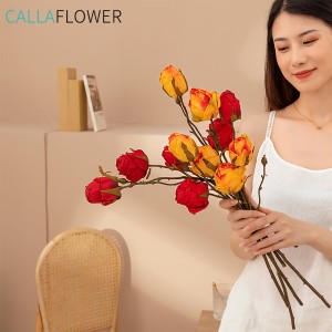 MW82101 – Rose artificielle en soie de haute qualité, branche unique, deux têtes de fleurs, combustion à sec, décoration de mariage, décoration de maison, nouvelle collection