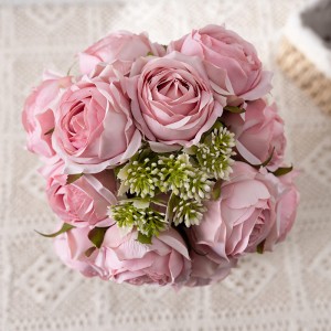CL04001 Visokokvalitetni svežanj ruža od umjetne svile s 12 ruža za izravnu prodaju od umjetne svile s 12 ukrasa za svatove u kućnom vrtu