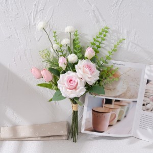 CF01182A Изкуствена роза, лале, глухарче, букет, нов дизайн, сватбена украса, подарък за Свети Валентин