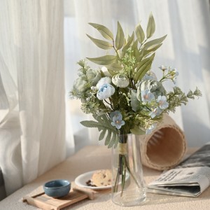 CF01091 Ramo de rosas azules artificiales, nuevo diseño, ramo de novia, decoración de jardín y boda