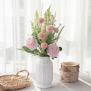 CF01245 Artificial rosa diente de león persa castaño arroz hierba salvia ramo decorativo boda hogar flores