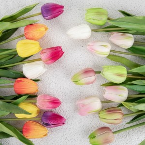 MW54102 Tulipanes de PU feitos a man Mini tulipán de flor de boda de tacto real para decoración do hogar