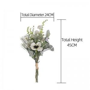 CF01184 Bouquet di camelie artificiali, tarassaco e crisantemo, nuovo design, fiori e piante decorative