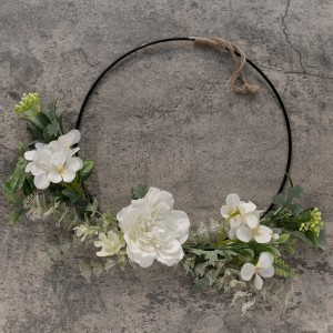 CF01039 Artifiċjali White Camellia Wreath Disinn Ġdid Fjuri u Pjanti Dekorattivi