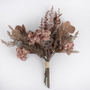 CF01025 Букет од вештачко цвеќе Hydrangea Eucalyptus афион Висококвалитетен подарок за Денот на вљубените