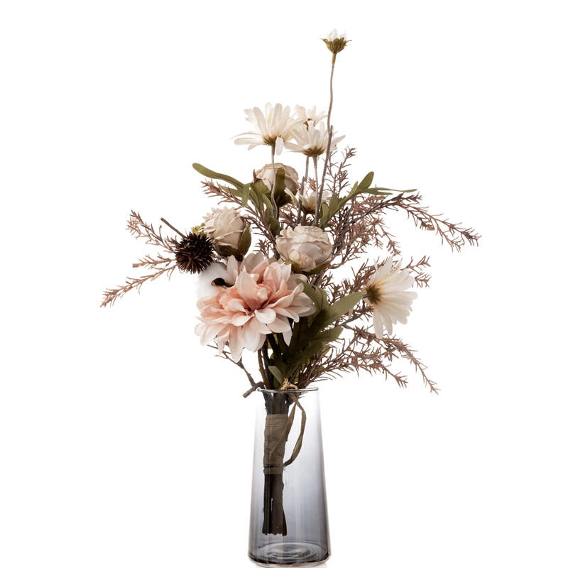 CF01003 Kënschtlech Dahlia Rosen Chrysanthemum Bouquet Neien Design Dekorativ Blummen a Planzen
