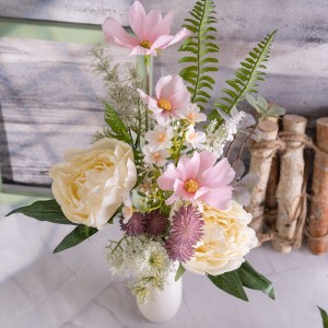 CF01333 Artificial Peony Forsythia Bouquet Vintage Silk Flowers Wedding Bouquet Spring Floral Arrangements for Home Office Decor