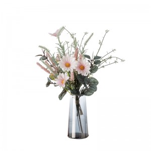 CF01227 Popularno prodavani cvijet od umjetne tkanine Bijelo ružičasti buket suncokreta ukupne dužine 38 cm za uređenje doma