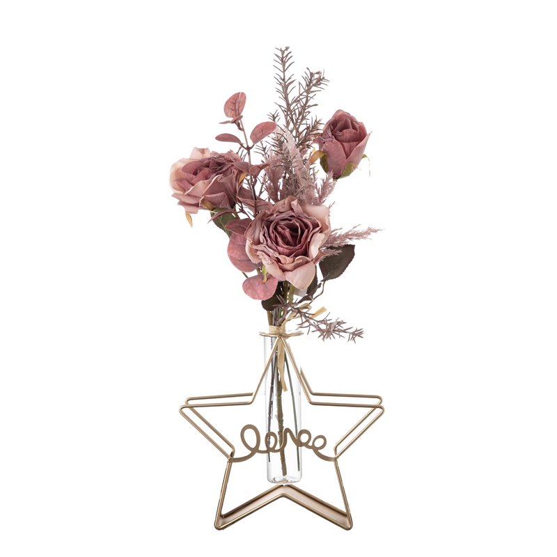 CF01232 New Arrival Luxury Artificial Dark Pink Dry Burnt Rose Vintage Bouquet for Bridal Bouquet Wedding Home Event Party Decor