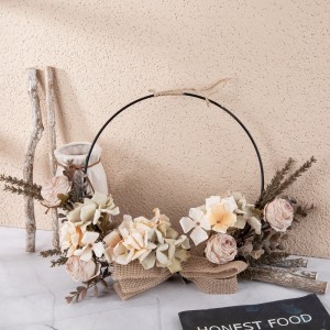 CF01234A High Quality Artificial Flower Champagne Rose Hydrangea Half Garland Wall Hanging for Home Party Wedding Wall Decor