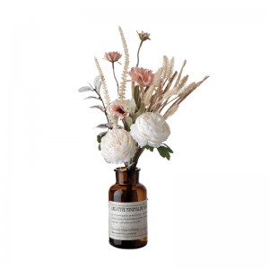 CF01237 Umělá květina Bílá Růže Růžová Kytice z divokých chryzantém Svatební aranžmá květin pro domácí party svatební výzdobu