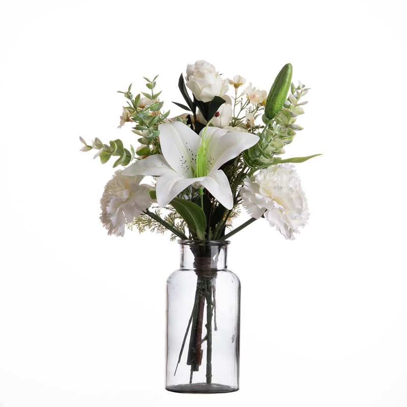 CF01181 Mākslīgās neļķes lilijas pušķis Jauna dizaina dārza kāzu rotājumi Svētku rotājumi