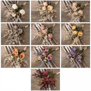 MW57894 خمر بوكيه ورد صناعي الحرير الزهور باقات لباقات زفاف المنزل المطبخ حديقة الطرف الديكور