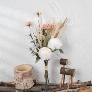 CF01237 fleur artificielle blanc Rose Rose chrysanthème sauvage Bouquet arrangements floraux de mariage pour la décoration de fête de mariage à la maison