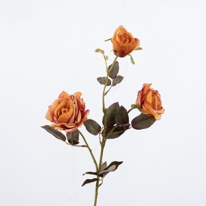 DY1-3320A Էժան մետաքսե ծաղկեփունջ Արհեստական ​​վարդերի սփրեյ Երկու ծաղիկ Մեկ բողբոջ հարսանեկան համար