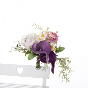 CF01216 New Design Artificial Flower Bouquet Rose Calla Lily Daisy Bunch tare da Bakin Karfe Clip don Ado Gida