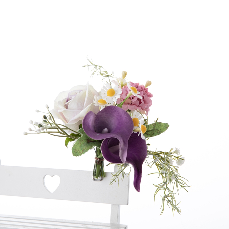 CF01216 Naujo dizaino dirbtinių gėlių puokštė Rožių Calla Lily Daisy puokštė su nerūdijančio plieno segtuku namų dekoravimui