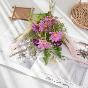 CF01247 Արհեստական ​​Ծաղկի Ծաղկեփունջ Մանուշակագույն PU Sunflower Fabric Magnolia Cosmos for Wedding Home Hotel Party Garden