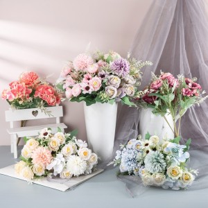 MW95001 Kain Sejambak Bunga Tiruan Tandan Rose Dandelion untuk Hiasan Perkahwinan Pesta Rumah