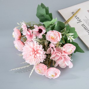 MW95001 Artificial Flower Bouquet Fabric Rose Dandelion Bunch for Home Party Wedding Decoration