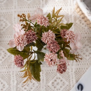 MW66003 Wholesales Artificial Fabric Ball Chrysanthemum Silk Dliac Plastic Plant Flower For Wedding Home Party Decoration