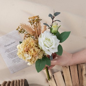 CF01231 wiosna nowy nabytek sztuczny kwiat hortensja róża bukiet eukaliptusowy dla domu dekoracja na środek stołu weselnego