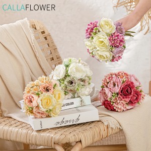 MW83111 ramo de noiva de tela de seda fiable e bo, rosa artificial, hortensia, ramo de noiva, flores para a boda