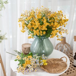 MW66001 Wholesale 53cm Real Looking Fabric Yellow Fauxing Decorative Gerbera Daisy Silk Chrysanthemum For Wedding Decoration