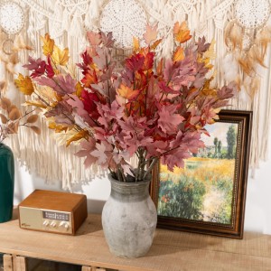 CL12001 gran oferta de ramas e follas de arce de tecido artificial feitas con flores de plantas revestidas de seda para decoración do hogar estilo de mesa