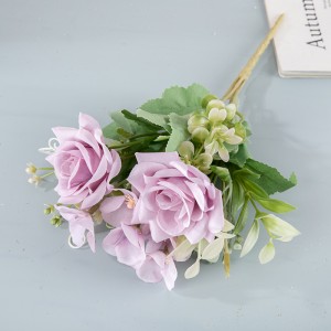 Bouquet de roses artificielles MW95002, 7 couleurs disponibles, longueur totale 29.5cm, pour décoration de fête de mariage à domicile