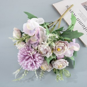 MW95001 Šopek iz umetnega cvetja iz blaga, šop vrtnice in regrata za domačo zabavo, poročna dekoracija