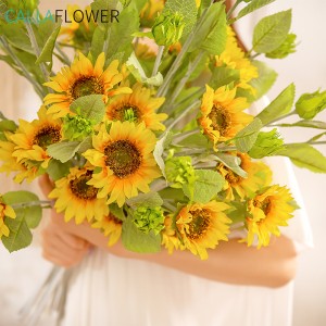 YC1057 ხელოვნური ყვავილი მზესუმზირა მაღალი ხარისხის საქორწილო აქსესუარები დეკორატიული ყვავილები და მცენარეები