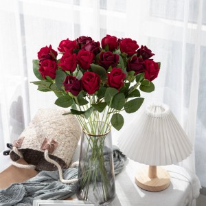 MW03340 Horúci nový dizajn Umelý zamat Malá ruža Jednovetvový 8 dostupných farieb Svadobná dekorácia na domáce párty