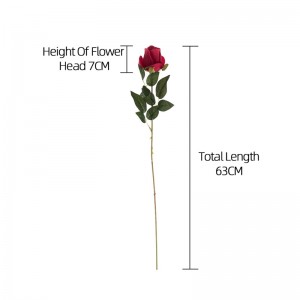 MW41106 Simulation Flower Long Single Stem Rose Bud Spray For Wedding Decoration