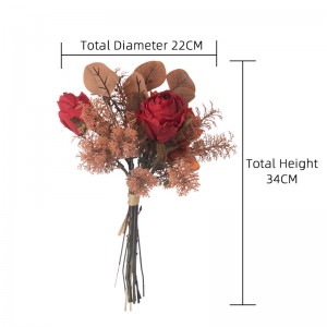 CF01102 Dirbtinės rožių hortenzijos puokštė Populiari vestuvių dekoravimo nuotakos puokštė