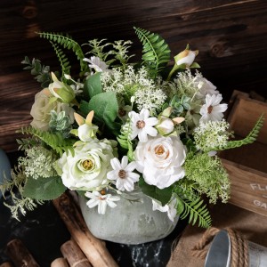 CF01180 Buchet de hortensie de trandafiri artificiale cu crizanteme sălbatice Centre de nuntă cu design nou