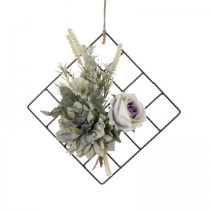 CF01208 Novo oblikovana tkanina, cvet, umetna bela vrtnica, zelena dalija, obešena na steni za poročno dekoracijo