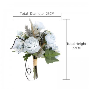 CF01074 Kunstig blomsterbukett Te Rose Ranunuculus Hortensia Nytt design bryllupsutstyr