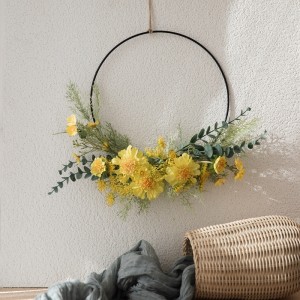 CF01081 Coroa de flores de cata-vento amarelo artificial novo design de flores para parede