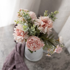 CF01012 Buqetë me lule artificiale Dahlia Tea Rose Blossom kumbulle Qendër të lira për dasma