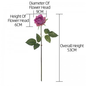 MW60004 Конкурентна цена 53cm Рачно изработена ткаенина со единечно стебло Хидратантна роза од вистински допир за декорација на свадбен дом Подарок