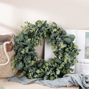 CF01131 Dearadh Nua Plaisteach Saorga Glas Eucalyptus Wreath le haghaidh Decor Balla Bainise Baile
