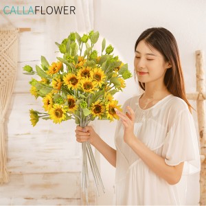 YC1057 कृत्रिम फूल सूरजमुखी उच्च गुणवत्ता वाली शादी की आपूर्ति सजावटी फूल और पौधे
