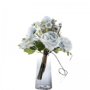 CF01074 Kunstig blomsterbukett Te Rose Ranunuculus Hortensia Nytt design bryllupsutstyr