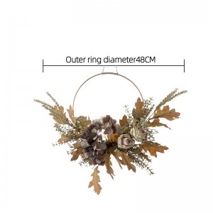 CF01211 ຂາຍຮ້ອນດອກໄມ້ທຽມ wreath Rose Hydrangea Acorn Leaf Half Wreath ສໍາລັບການຕົກແຕ່ງກໍາແພງ