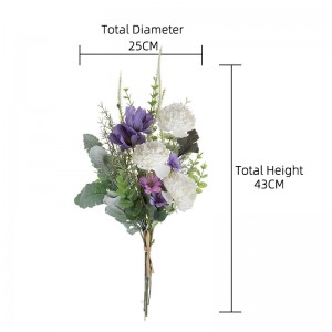 CF01241 פרח מלאכותי לוטוס בר חרצית לבן סגול זר לקישוט חתונה מסיבת בית